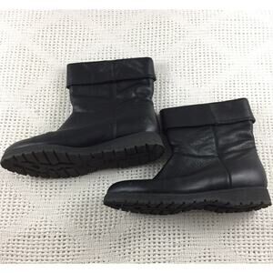 Zodiac Rocks Booties 7.5 Vintage Black Leather Fold Over Ankle Boots Thick Sole